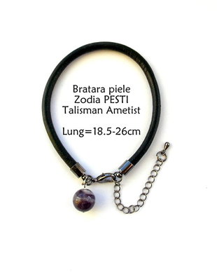 Bratara Zodia PESTI*Piele naturala*Ametist