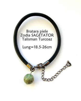 Bratara Zodia SAGETATOR*Piele naturala*Turcoaz