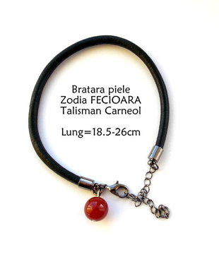 Bratara Zodia FECIOARA*Piele naturala*Carneol