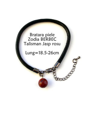 Bratara Zodia BERBEC*Piele naturala*JaspRosu