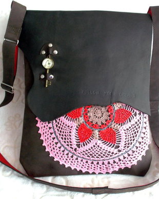 Geanta piele naturala "Follow Your Dreams"*Crossbody bag