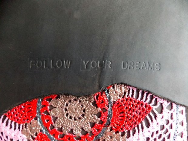 Geanta piele naturala "Follow Your Dreams"