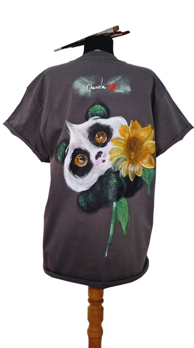 Tricou pictat L "Panda Love"