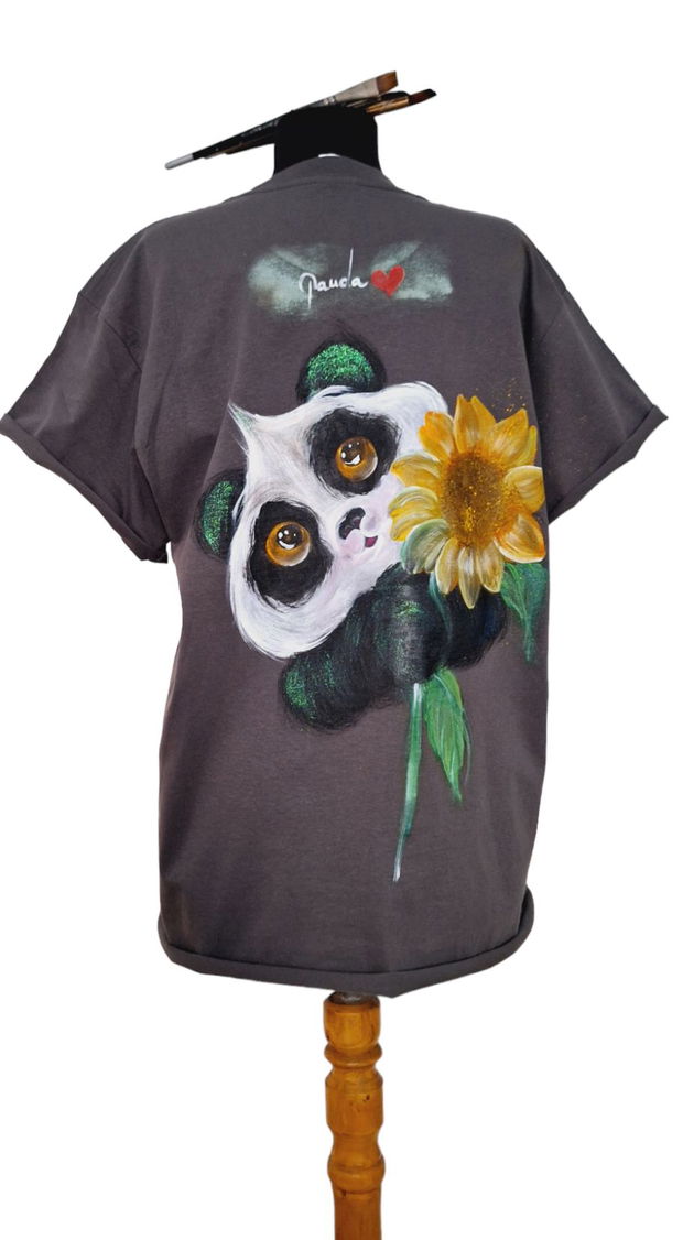 Tricou pictat L "Panda Love"