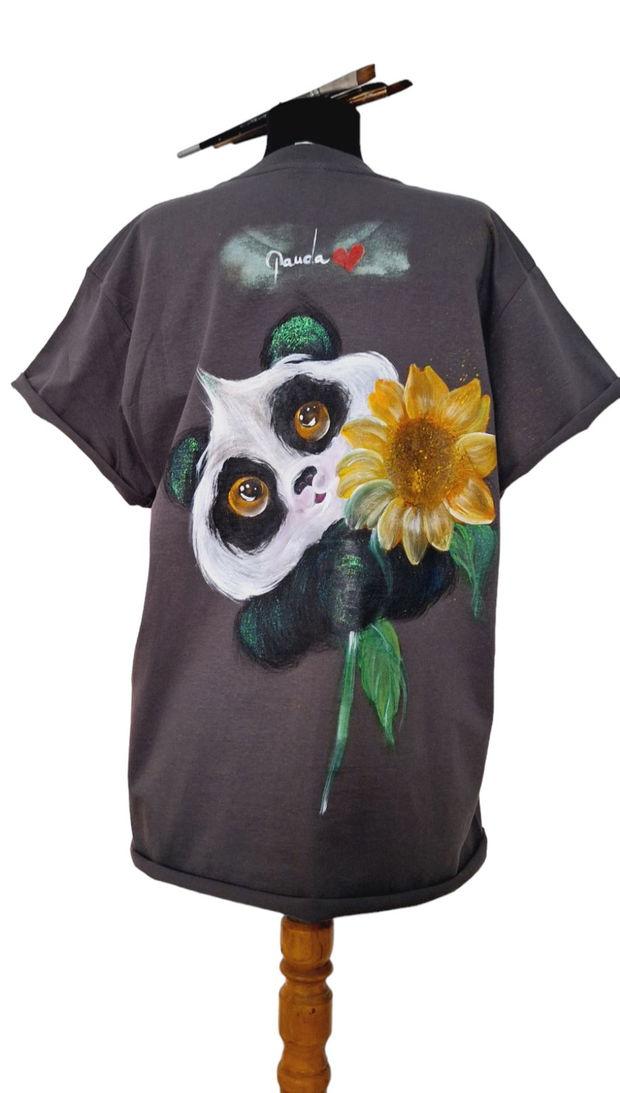 Tricou pictat L "Panda Love"