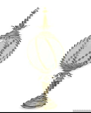 Felinar din metal argintiu antichizat