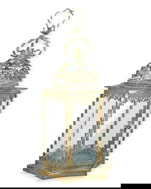 Felinar din metal auriu antichizat