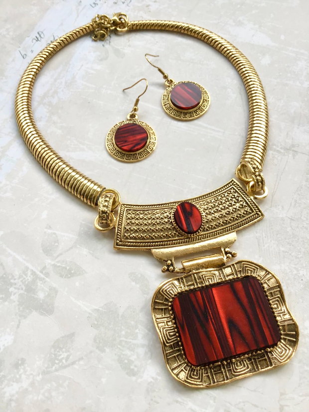 Set Boho paua Shell roșie