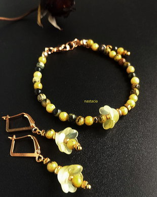 set turcoaz galben african  si flori clopotei