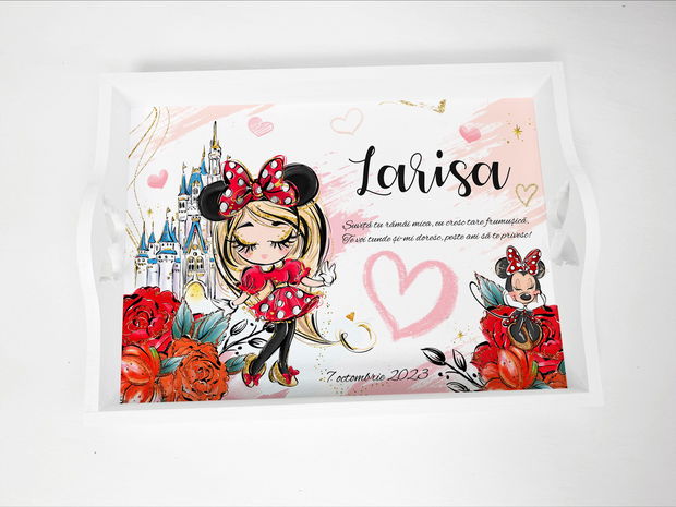 Set aniversar personalizat 1 anisor - Sweet Minnie Mouse Girl - Tavita turta si accesorii