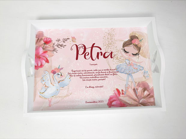 Set aniversar personalizat 1 anisor - Sweet Ballerina - Tavita turta si accesorii