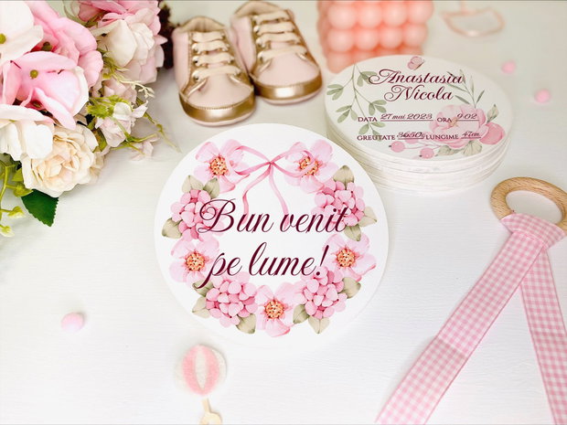 Set carduri din lemn pentru poze - Baby milestones - Swan princess