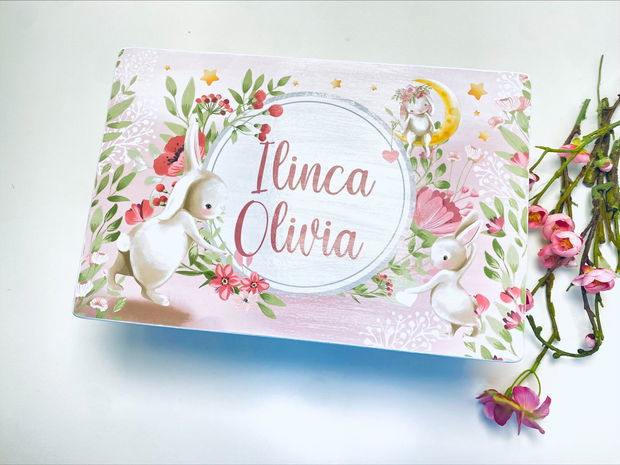 Cutie Amintiri Copii Personalizată - Spring Bunny