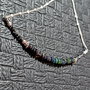 Colier argint diamnante brute negre opal de foc etiopian negru lant argint minimalist boho chic trendy - Transport gratuit