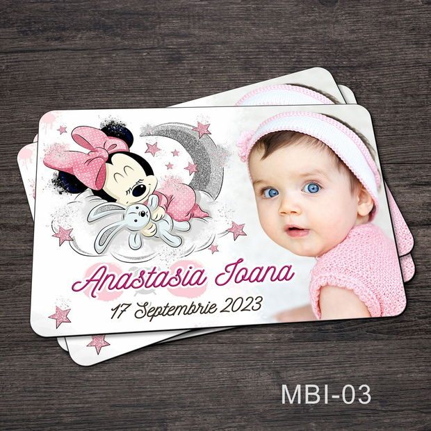 Marturii botez ieftine - Magneti frigider pentru fete cu Minnie Mouse