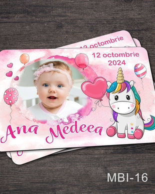 Marturii botez ieftine - Magneti frigider pentru fete cu Unicorn