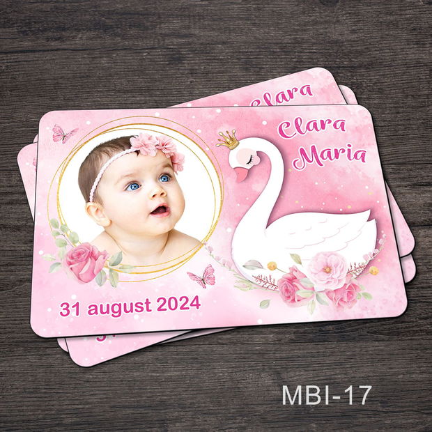 Marturii ieftine botez - Magneti personalizati pentru fetite cu Lebada