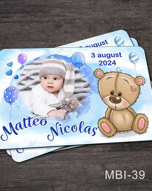 Marturii ieftine botez - Magneti personalizati pentru baieti cu Ursulet