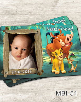 Marturii botez ieftine - Magneti frigider pentru baieti cu Simba - The Lion King