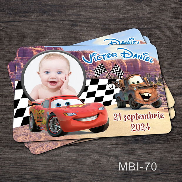 Marturii botez ieftine - Magneti frigider pentru baieti cu Fulger McQueen - Cars