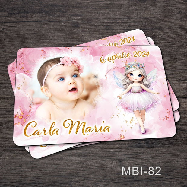 Marturii ieftine botez - Magneti personalizati pentru fetite cu zana