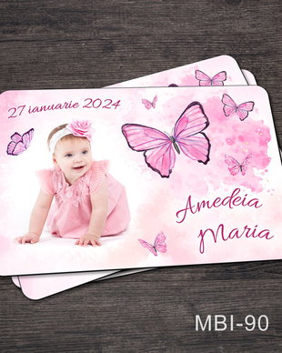 Marturii ieftine botez - Magneti personalizati pentru fetite cu fluturasi