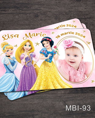 Marturii ieftine botez - Magneti personalizati pentru fetite cu Printese Disney