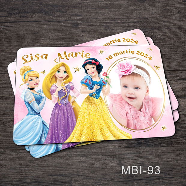 Marturii ieftine botez - Magneti personalizati pentru fetite cu Printese Disney