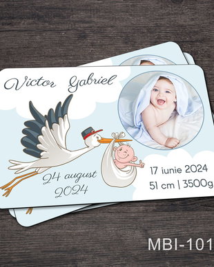 Marturii botez ieftine - Magneti frigider pentru baieti cu Barza
