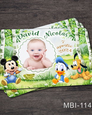 Marturii ieftine botez - Magneti personalizati pentru baieti cu Mickey Mouse, Pluto si Donald