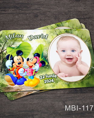 Marturii botez ieftine - Magneti frigider pentru baieti cu Mickey si Minnie Mouse