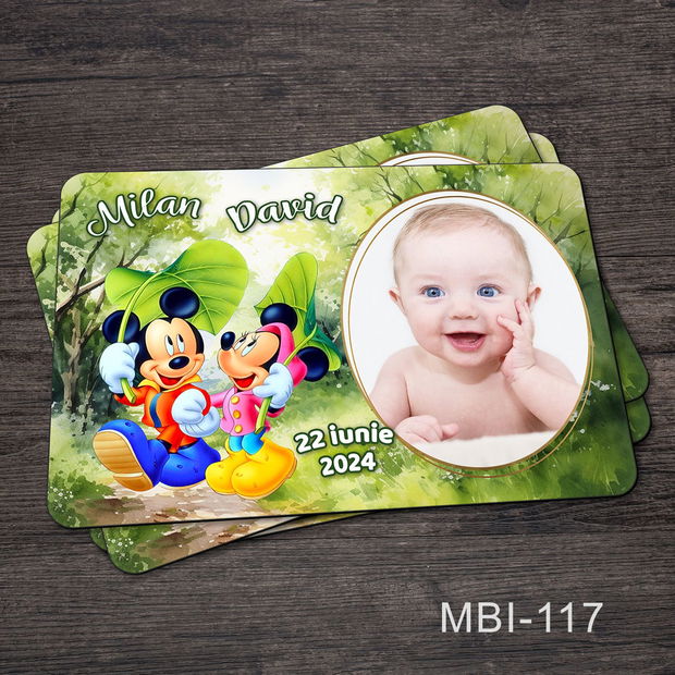 Marturii botez ieftine - Magneti frigider pentru baieti cu Mickey si Minnie Mouse