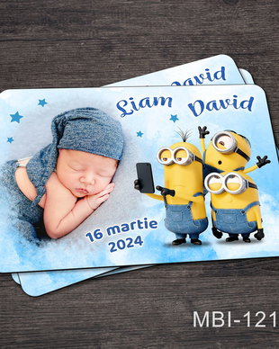 Marturii botez ieftine - Magneti frigider pentru baieti cu Minioni