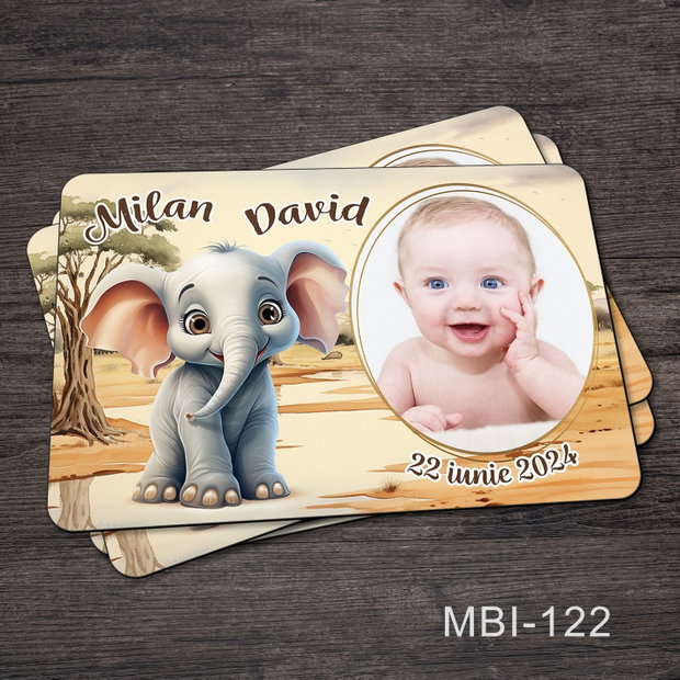 Marturii botez ieftine - Magneti frigider pentru baieti cu Elefant