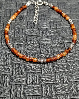 Bratara argint hessonit granat oranj cub minimalista boho chic trendy - Transport gratuit