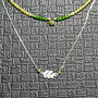 Colier X2 argint diopsid peridot frunza lant argint minimalist boho chic trendy - Transport gratuit