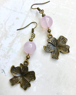 Cercei vintage agate roz