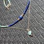 Colier argint turcoaz natural Hubei lapis lazuli amazonit sodalit lant argint charm minimalist boho chic trendy - Transport gratuit