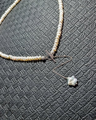 Colier argint perle naturale de cultura disc baroc stea baroc lant argint boho chic minimalist trendy - Transport gratuit