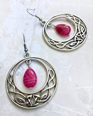 Cercei Boho agate roz