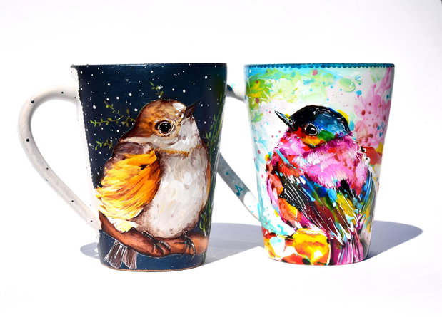 Cană "Colorful Time" - BIRDS Collection - Creatie de Autor