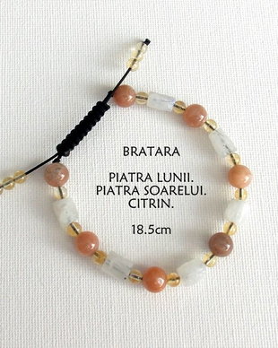 Bratara Shamballa*PiatraLunii+PiatraSoarelui+Citrin