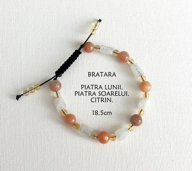 Bratara Shamballa*PiatraLunii+PiatraSoarelui+Citrin