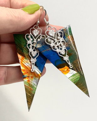 Cercei handmade unicat - pictati manual