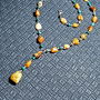 Colier argint ambra chihlimbar opal galben jasp acvaterra lant argint nugget boho chic trendy - Transport gratuit