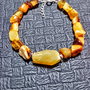 Bratara argint ambra chihlimbar nugget opal galben boho chic trendy - Transport gratuit