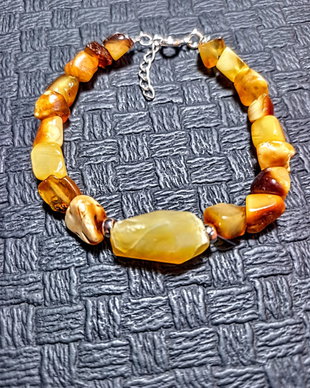 Bratara argint ambra chihlimbar nugget opal galben boho chic trendy - Transport gratuit