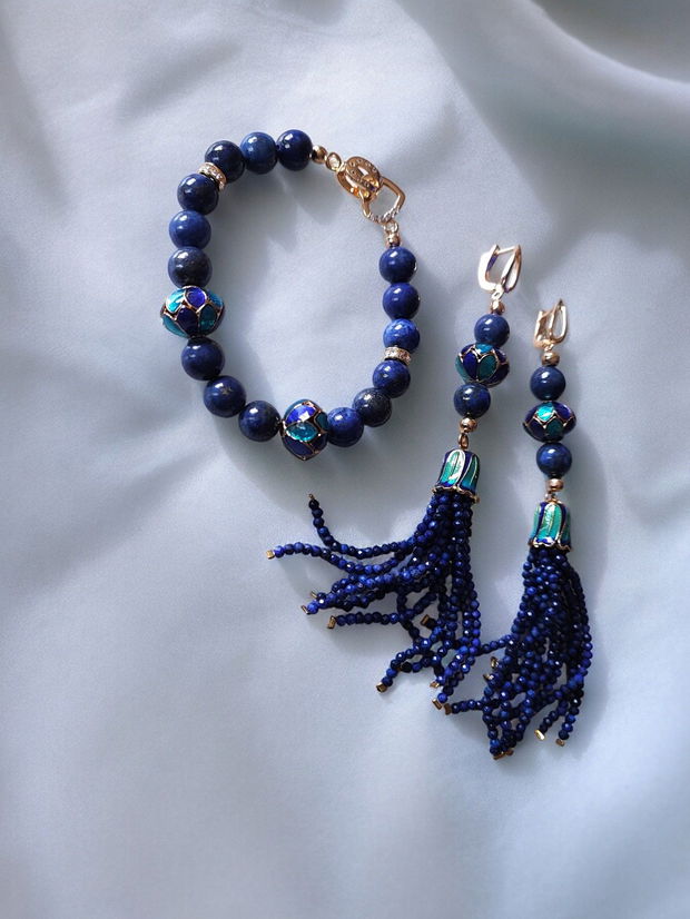 Set colier, bratara si cercei lapislazuli