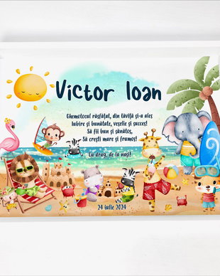 Set aniversar personalizat 1 anisor - Summer Holidays - Tavita mot si accesorii