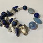 BRĂȚARĂ~MIDNIGHT OWL~lapislazuli,howlit,agate druzy,murano,zamac argintat,inox
